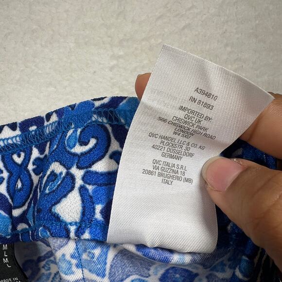 Isaac Mirzah Live Blue Floral Pull On Wide Leg Flowy Stretch Pants Womens Medium - Picture 13 of 13